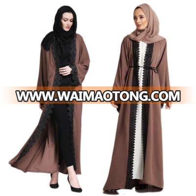 China clothing OEM abaya dubai brown front open abaya popular jubah in dubai