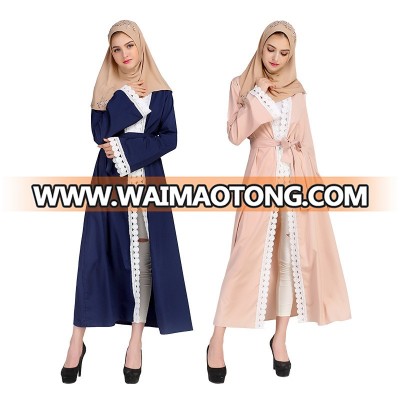 2018 New model dubai abaya wholesale islamic clothing muslim kimono abaya dress lace full length